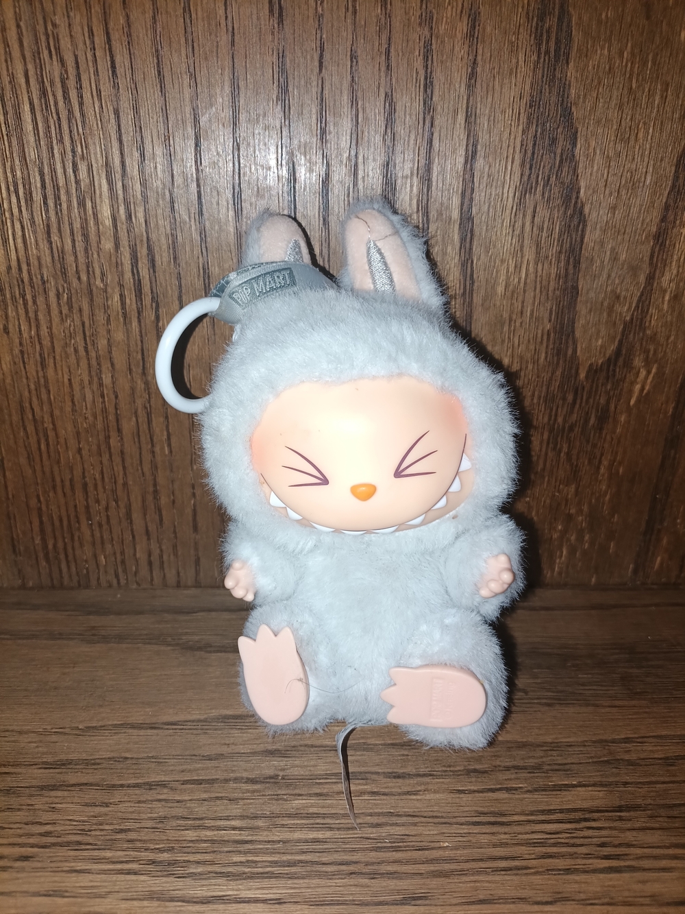 Source Unknown Plush Keychain in Light Gray and Peach